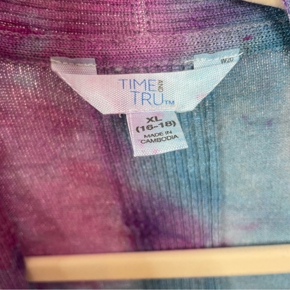 Hand tie dyed duster cardigan topper sweater jacket galaxy purple turquoise XL - Picture 10 of 10